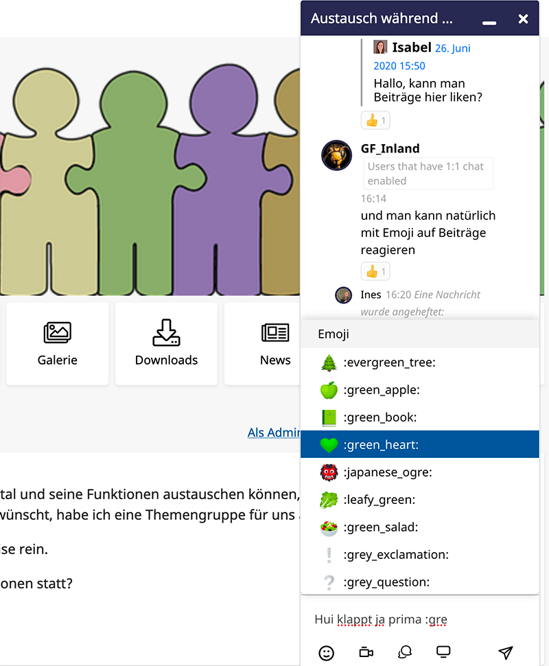 Inline-Chat in einer Portal Gruppe Inline-Chat in einer Portal Gruppe