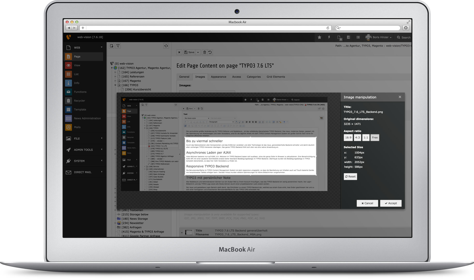 Bilder zuschneiden im TYPO3 Backend Bilder zuschneiden im TYPO3 Backend