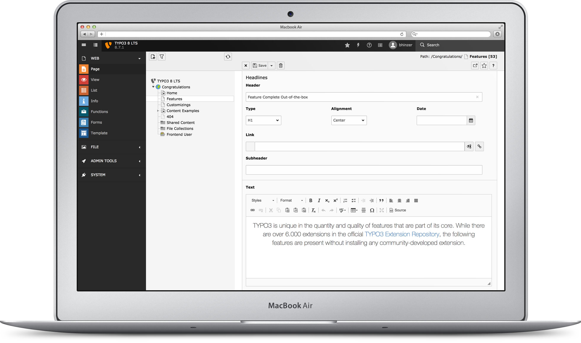 TYPO3 8 LTS Backend: Mobile Responsive TYPO3 8 LTS Backend: Mobile Responsive