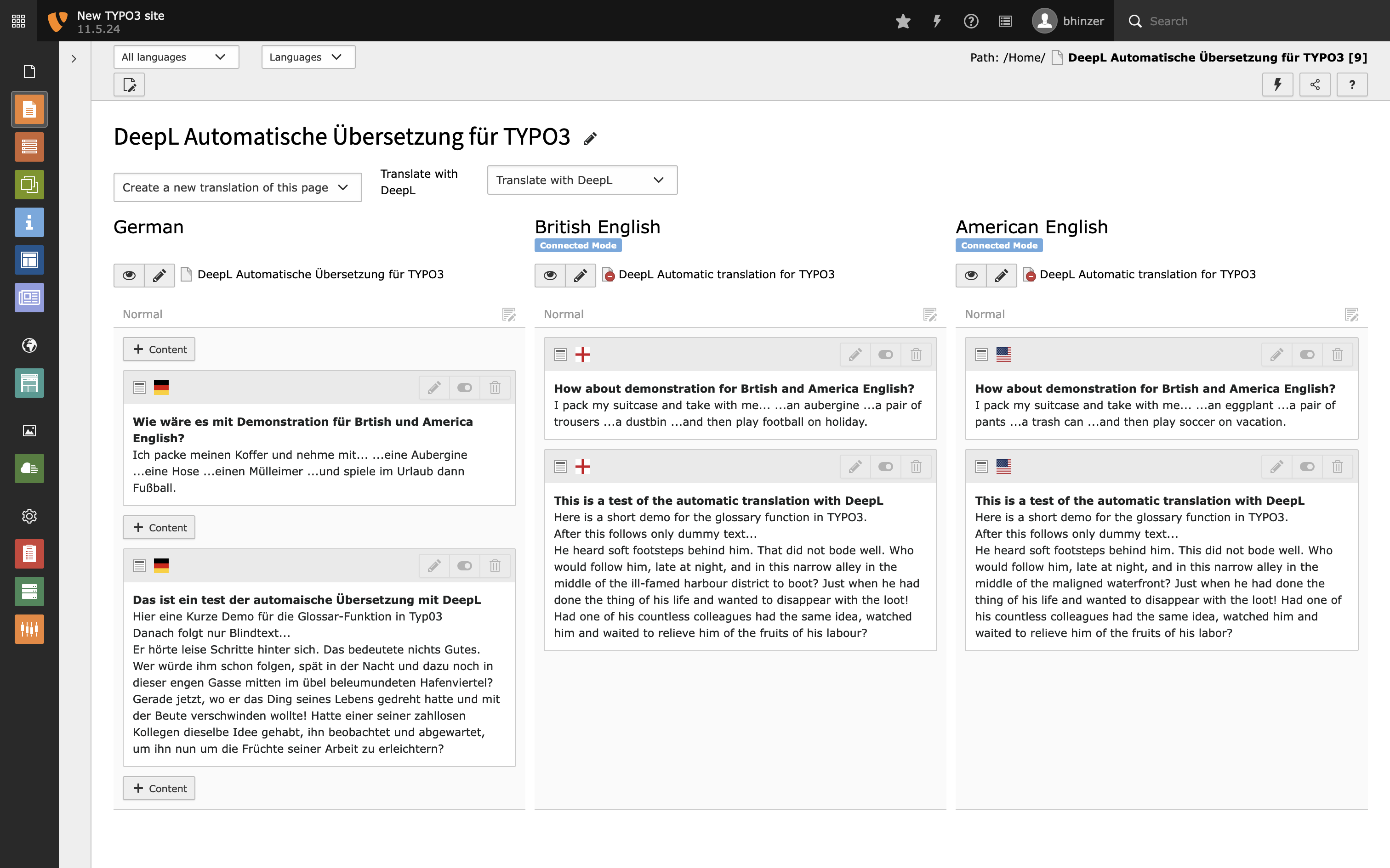 TYPO3 DeepL Translate 3.0 - Glossar und Sprach-Varianten TYPO3 DeepL Translate 3.0 - Glossar und Sprach-Varianten