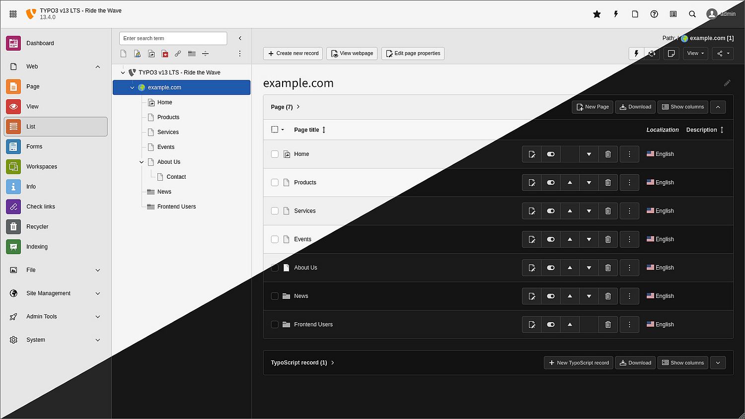 TYPO3 v13 light/dark-mode TYPO3 v13 light/dark-mode