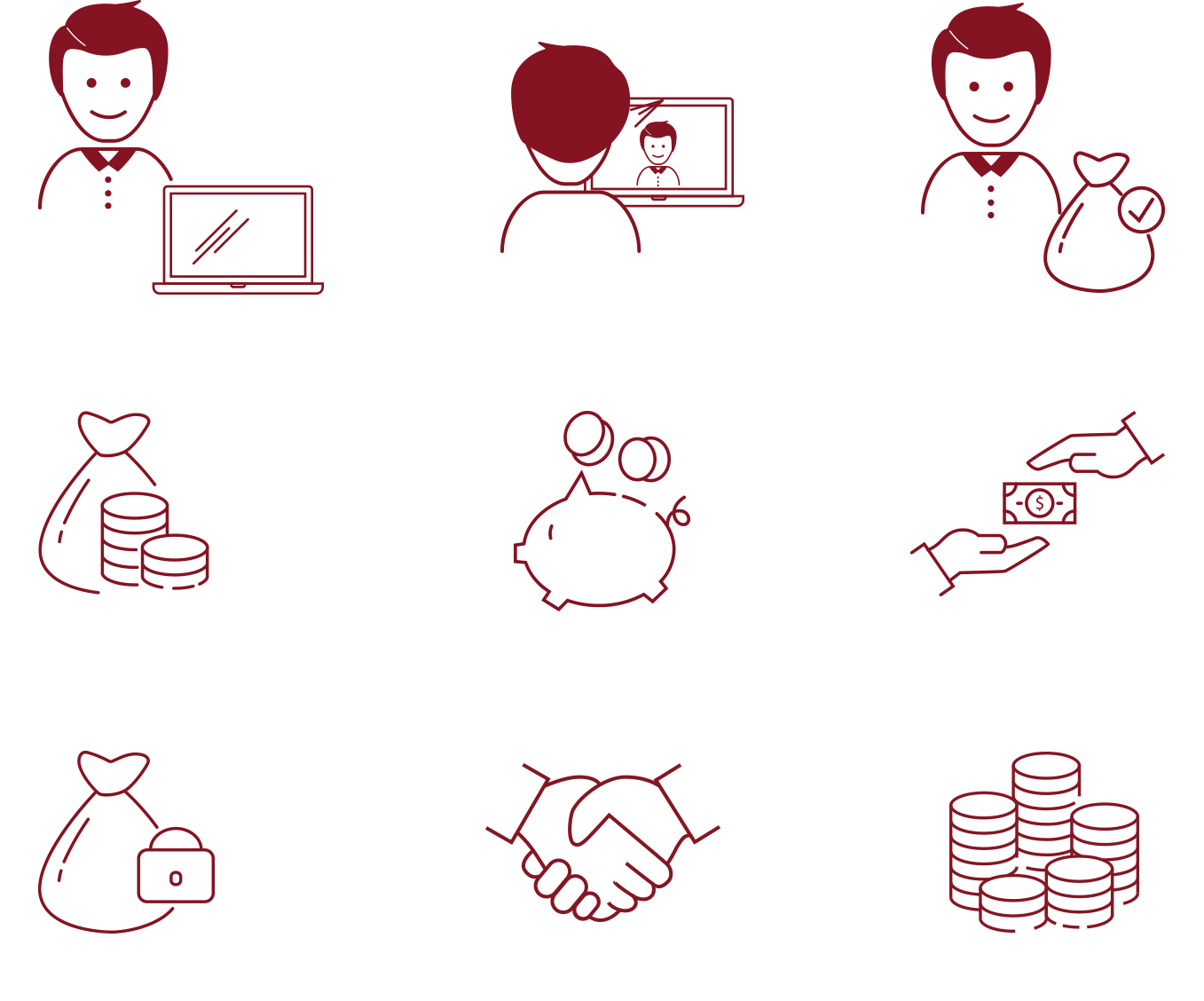 Ein Auszug des eigens für den €uro-Fonds-Shop entwickelten Icon-Sets Ein Auszug des eigens für den €uro-Fonds-Shop entwickelten Icon-Sets