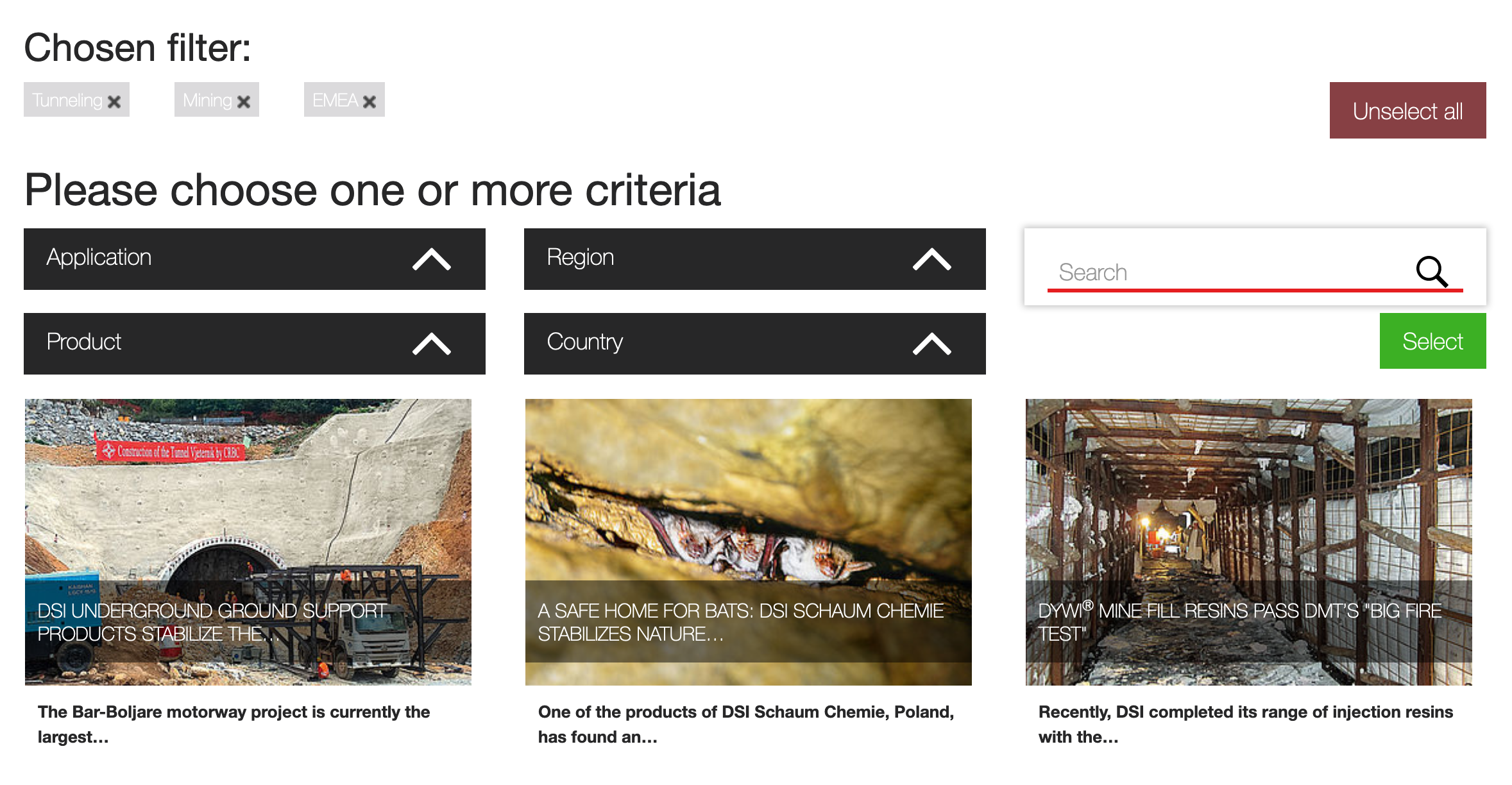 Case Studies für DSI Underground mit Filterung Case Studies für DSI Underground mit Filterung