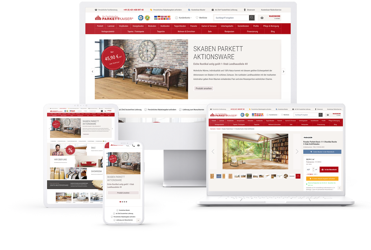 Parkettkaiser Magento Shop mit Hyvä Theme