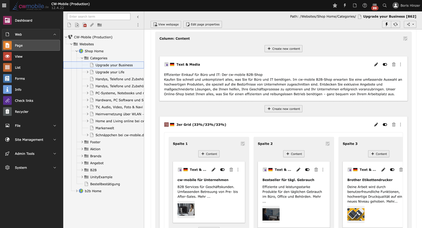 CW Mobile TYPO3 Backend CW Mobile TYPO3 Backend