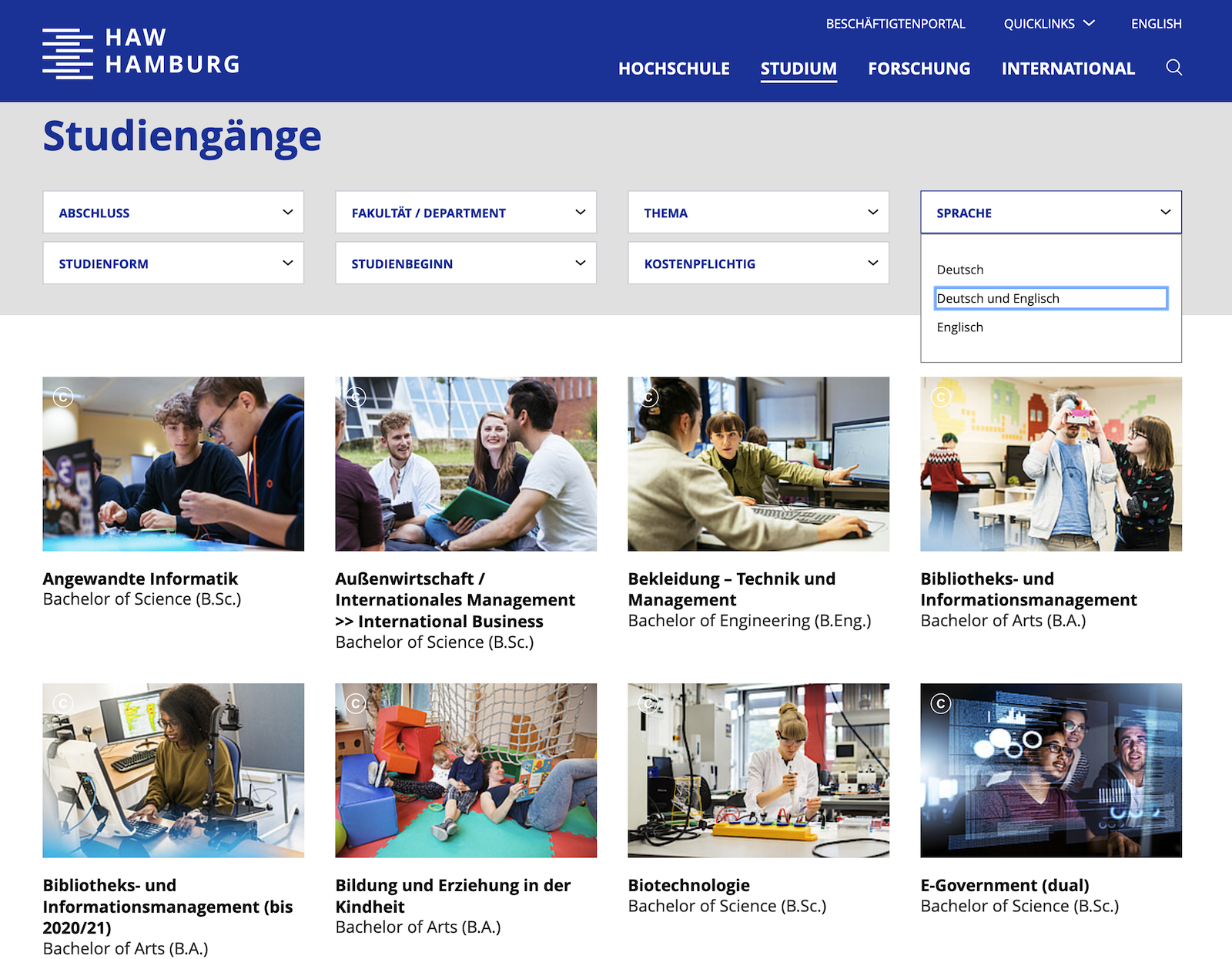 Academic Studies für TYPO3: Filterung für Studiengang Informationen Academic Studies für TYPO3: Filterung für Studiengang Informationen